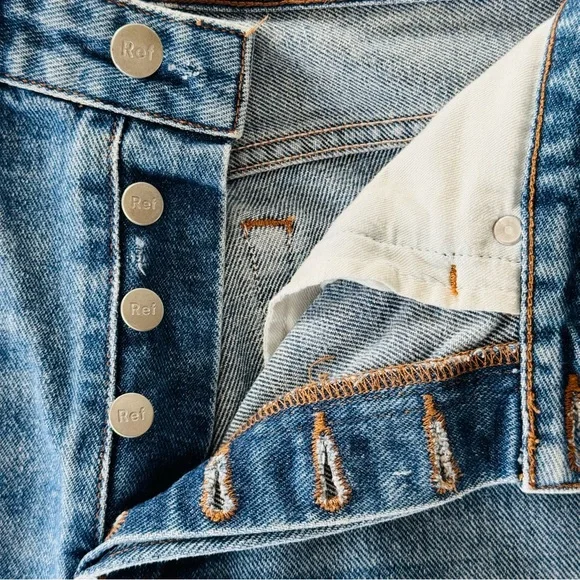 Reformation Cropped Flare Jeans Raw Hem Baltic Blue Size 26 - Picture 4 of 9